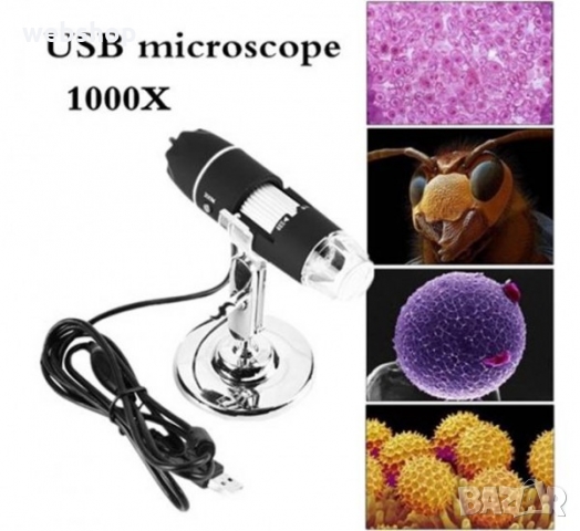 Цифров микроскоп за телефон, компютър, снимки и видео, x1000, USB
