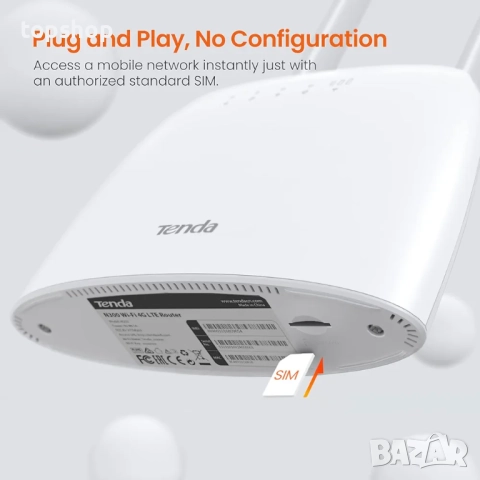 Чисто нов запечатан в целофан  Рутер Tenda - 4G06, 300Mbps, бял  ..., снимка 2 - Рутери - 51816230
