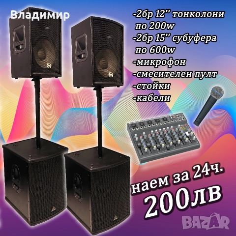 Озвучаване под наем, тонколони и техника , снимка 4 - Други - 50211875