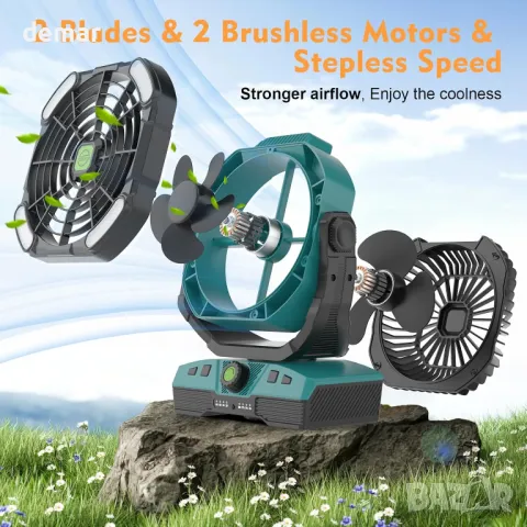 RUNTOP осцилиращ вентилатор с батерия 20000mАh, LED/RGB светлина и дистанционно, снимка 2 - Други стоки за дома - 49674033