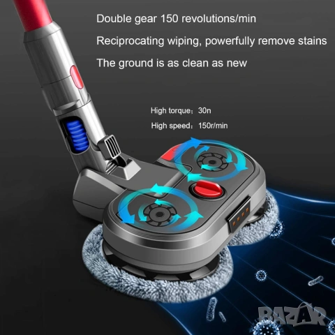 НОВА електрическа моп приставка за Dyson – Wet & Dry Mop, снимка 4 - Прахосмукачки - 53782440