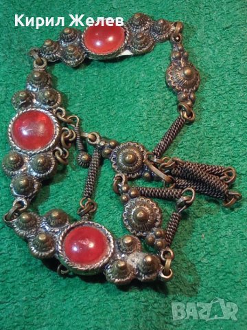 ВЪЗРОЖДЕНСКИ БРОНЗОВ НАКИТ ОГЪРЛИЦА с КЕХЛИБАР 4356, снимка 2 - Антикварни и старинни предмети - 29546000