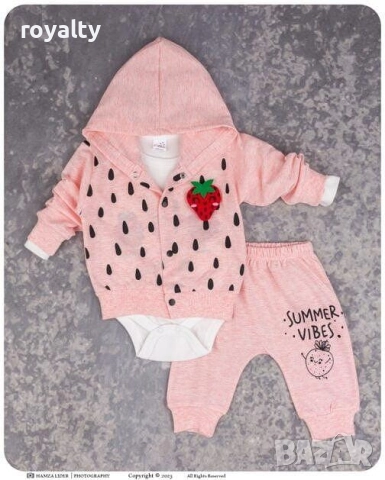 Бебешки комплект “Ягоди” от три части, снимка 2 - Комплекти за бебе - 52142361
