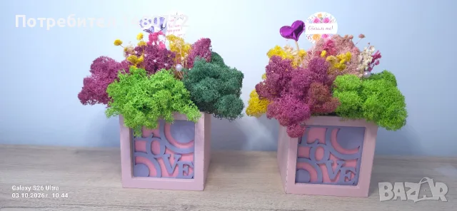 Дървена кашпа " Love" , снимка 6 - Декорация за дома - 56334740