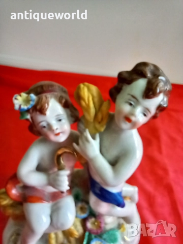 Capodimonte Стара Порцеланова Статуетка ХЕРУВИМИ 1900г, снимка 5 - Антикварни и старинни предмети - 51916835