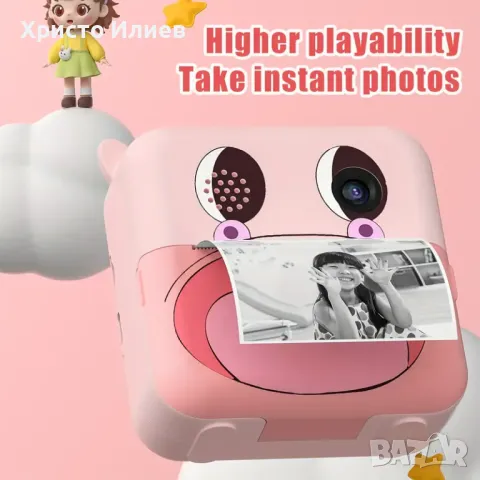 Детска камера с незабавен печат комплект с хартия Детски фотоапарат с моментален печат селфи камера , снимка 2 - Образователни игри - 49446088