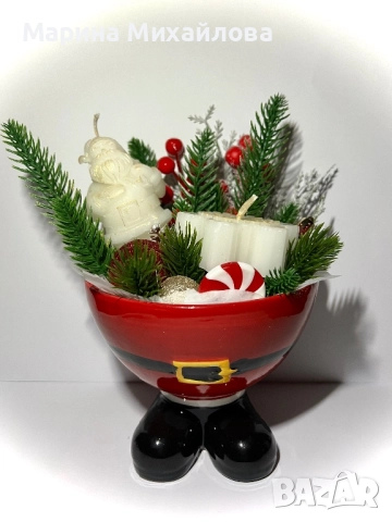Коледни чаши и кашпи със свещи и коледни декорации, снимка 2 - Декорация за дома - 52662834