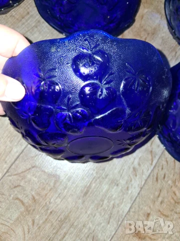 Синьо стъкло 6 бр. купучки/ на ягоди/, снимка 10 - Сервизи - 51236195