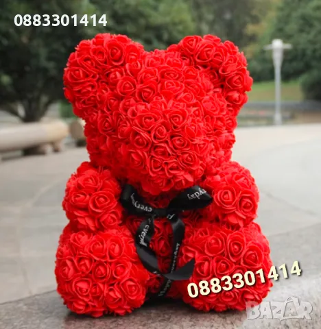 Мече от рози 40см Розово , снимка 3 - Други - 47396146