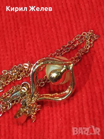 ПОЗЛАТЕН ПЕРЛЕН СКЪПОЦЕНЕН АРТ МОДЕН МЕДАЛЬОН с ЦИРКОНИ 6664, снимка 5 - Колиета, медальони, синджири - 35193912