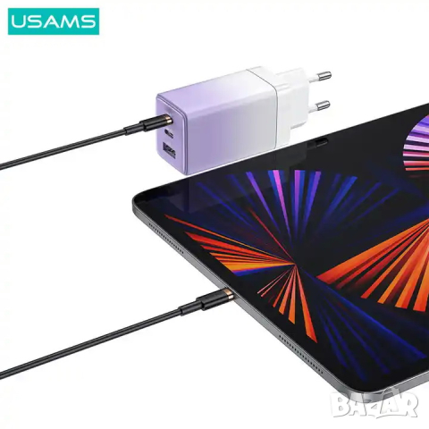 Бързо зарядно USAMS US-CC180 65W Бяло, снимка 2 - Оригинални зарядни - 44514195