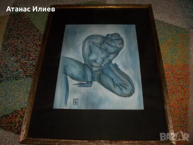 Красива картина "Голо тяло", графика, подписана, снимка 5 - Картини - 50059009