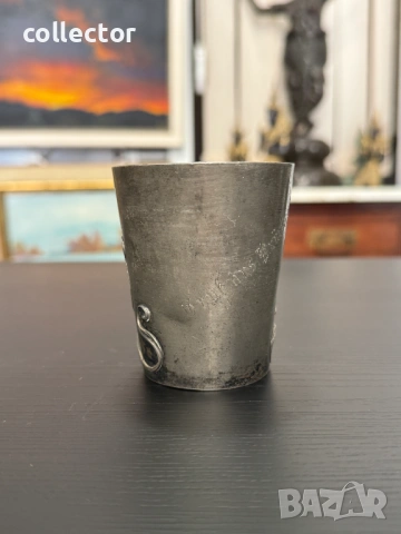 Стара калаена чаша - Арт Нуво XIX -  XX век. №7938, снимка 3 - Антикварни и старинни предмети - 53796828