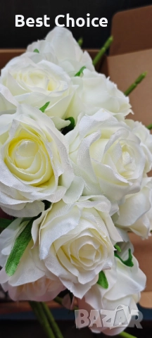20 бр. реалистични изкуствени рози, коприна Justoyou, снимка 4 - Изкуствени цветя - 52720170