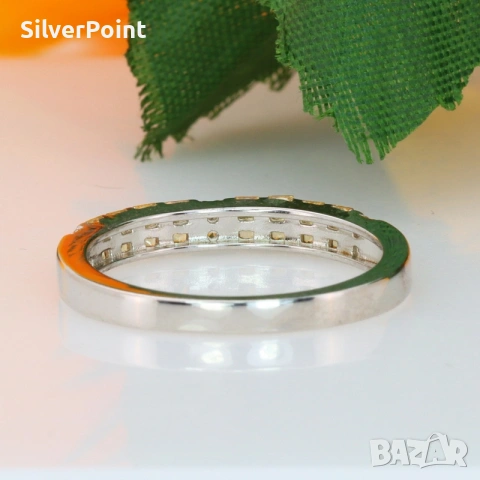 Сребърен пръстен с жълти Сапфири от Шри Ланка и сертификат , снимка 5 - Пръстени - 53647187