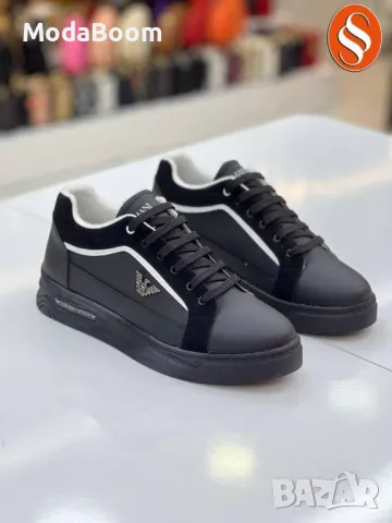 Emporio Armani черни мъжки маратонки , снимка 2 - Маратонки - 48251485