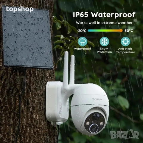 НОВА BOIFUN Соларна безжична охранителна камера за външна употреба - 2K WiFi с батерии..., снимка 7 - Аналогови камери - 51589053