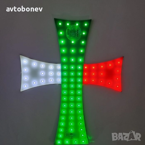 Светеща декорация за автомобил, бус, камион, тир, 12V-24V,LED диоден кръст, Bulgaria, снимка 2 - Аксесоари и консумативи - 52490522