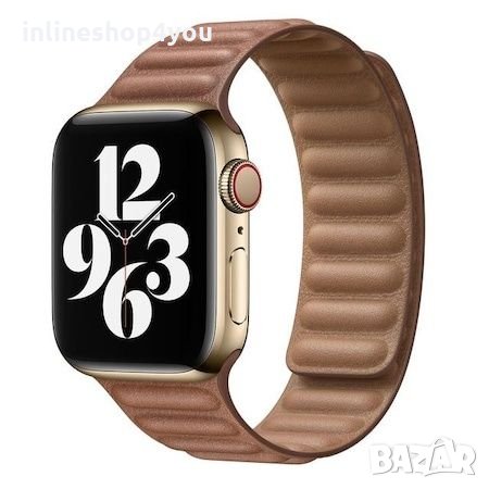 Кожена Магнитна Каишка за Apple Watch 7 / 6 / 5 / SE 44 40 45 41mm, снимка 3 - Аксесоари за Apple - 34837193