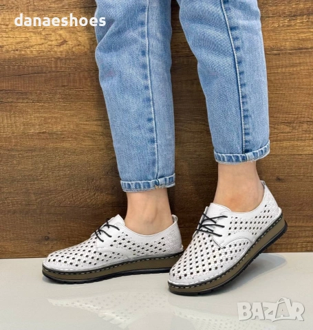 Дамски обувки от естествена кожа с перфорация на платформа , снимка 9 - Дамски ежедневни обувки - 41895983