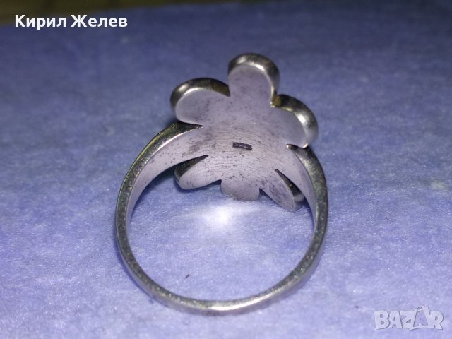 ПРЕКРАСЕН ФЛОРАЛЕН АРТ СРЕБЪРЕН ПРЪСТЕН ЦВЕТЕ СРЕБРО 925 АНГЛИЯ с ШЛИФОВАН КРАЛСКИ СЕДЕФ 39995, снимка 4 - Пръстени - 42613601
