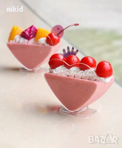 Десертна купичка купи купички десертни прозрачни сърце тесни крем мус 