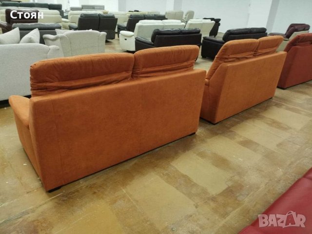 ПРОМОЦИЯ!!!Две тройки от плат алкантара, цвят оранжев "Memphis", снимка 7 - Дивани и мека мебел - 39329589