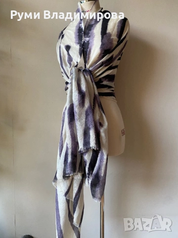 Зелен шал Beck Sondergaard с вълна, снимка 7 - Шалове - 53240757