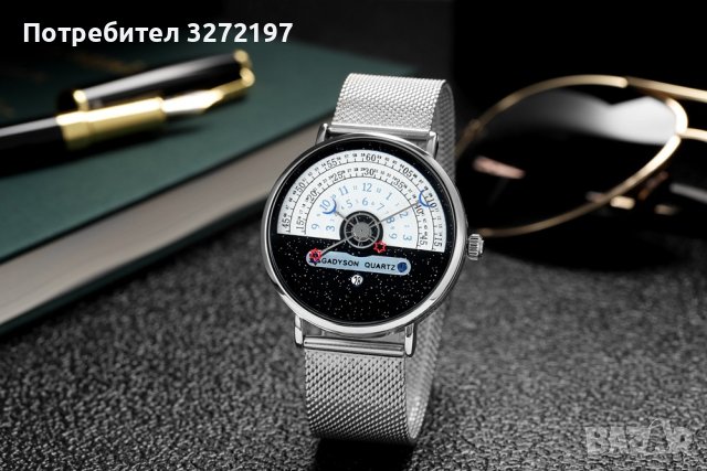 Нова концепция звезда и луна кварцов часовник, календар, интересен циферблат , снимка 3 - Мъжки - 40437130