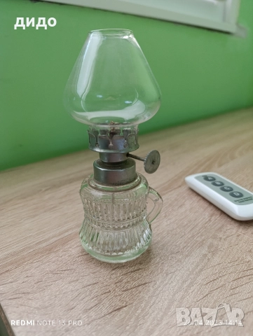 Мини, стъклена газена лампа , снимка 2 - Настолни лампи - 52917199