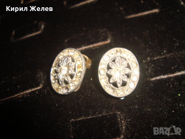 КРАСИВИ СТАРИ ПОСРЕБРЕНИ с ФАСЕТИРАН ЦИРКОН РЕТРО АРТ ФЛОРАЛНИ ОБЕЦИ КЛИПС 24804, снимка 5 - Обеци - 34339703