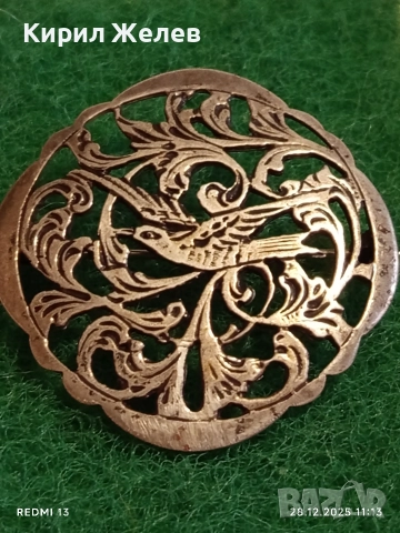 Винтидж сребърна брошка Ар Нуво филигранна изработка 49849, снимка 2 - Колиета, медальони, синджири - 52918047