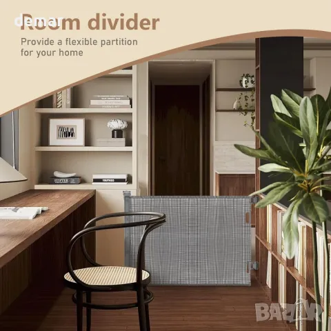 Прибираща се стълбищна порта за бебета и кучета, мрежеста порта с ширина до 180 см, снимка 4 - Други стоки за дома - 49848135