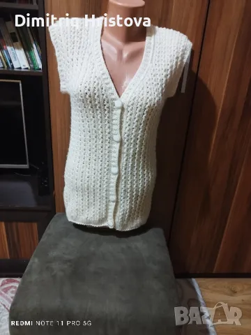 Бял плетен елек, снимка 6 - Елеци - 49702976