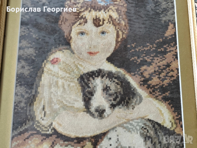 Гоблен момичето с куче, снимка 3 - Гоблени - 52546386