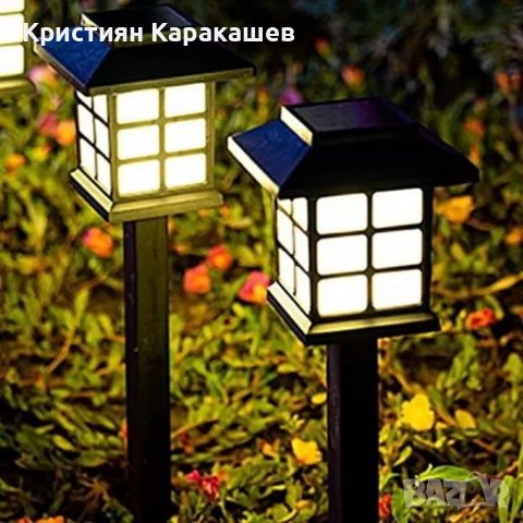 Соларна лампа къщичка с жълта светлина, снимка 1 - Външни лампи - 42078644