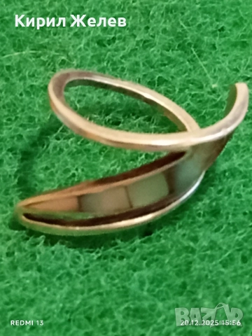 ДИЗАИНЕРСКИ АБСТРАКТЕН ДИЗАЙН СРЕБЪРЕН ПРЪСТЕН с СЕДЕФ АРТ БИЖУ 39867, снимка 3 - Пръстени - 52858133