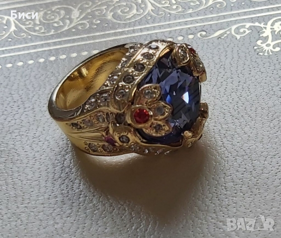 Versace-златен стар пръстен с естествени камъни, снимка 5 - Пръстени - 36039975