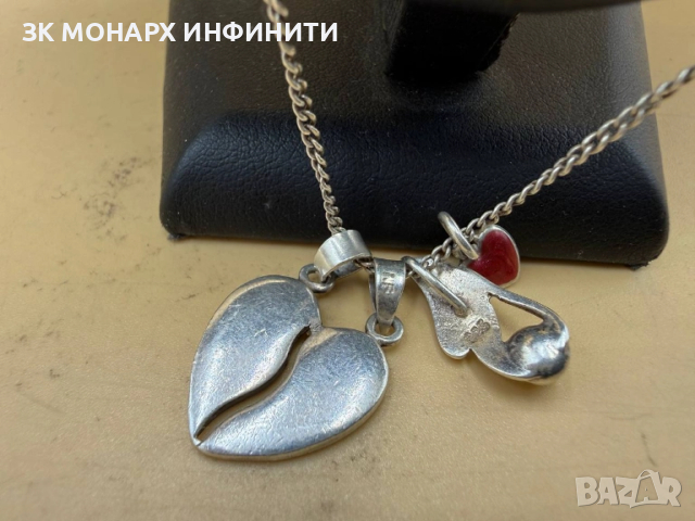 Сребърен ланец с 3 броя висулки /925/, снимка 3 - Колиета, медальони, синджири - 52417046