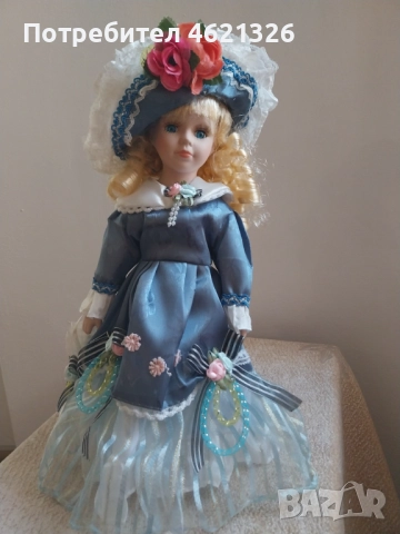 Винтидж немска порцеланова кукла в празнична рокля като ново, снимка 5 - Декорация за дома - 52155771
