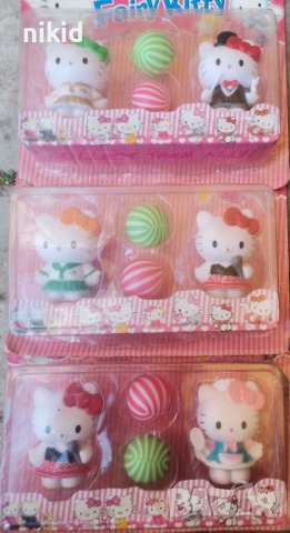 2 бр Коте Кити Hello Kitty и топка пластмасови фигурки играчки за игра и украса торта , снимка 2 - Фигурки - 41520597