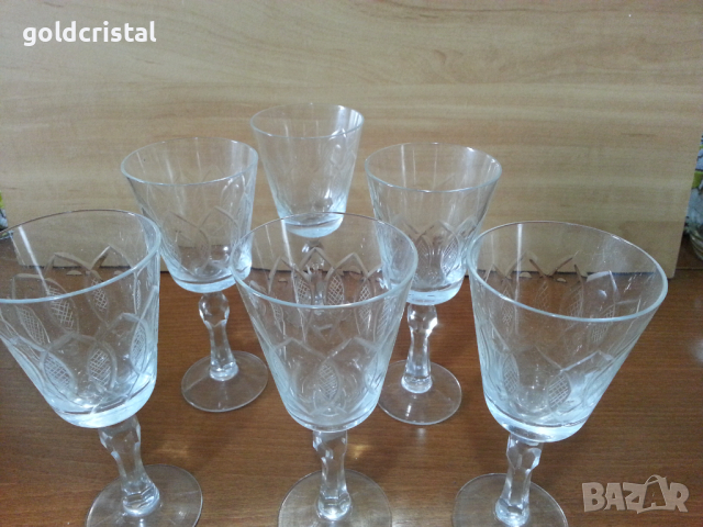 Ретро стъклени чаши гравирани , снимка 2 - Антикварни и старинни предмети - 44928812