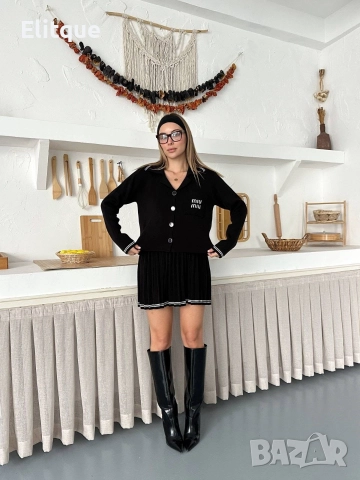 дамски плетени комплекти жилетка и пола miu miu , снимка 11 - Комплекти - 52606241