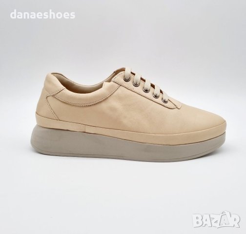 Дамски спортни обувки от естествена кожа в бежов цвят , снимка 2 - Дамски ежедневни обувки - 40461249