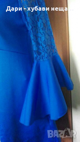 Прелестна синя рокля, от неопрен, с дантела🍀❤S/M, M/L❤🍀арт.4067, снимка 5 - Рокли - 36114867