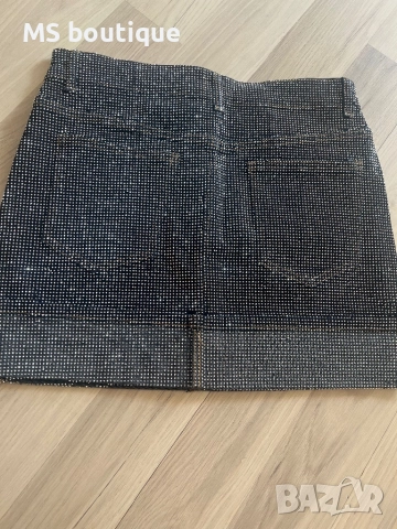 Дънкова пола с камъни , снимка 3 - Поли - 52376796