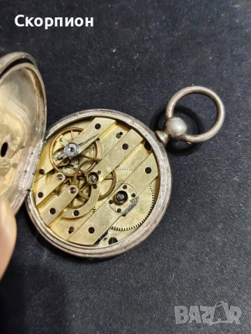 Швейцарски СРЕБЪРЕН джобен часовник 1900г. с ключе - 10 РУБИНА ПРОМОЦИЯ, снимка 9 - Джобни - 51778334