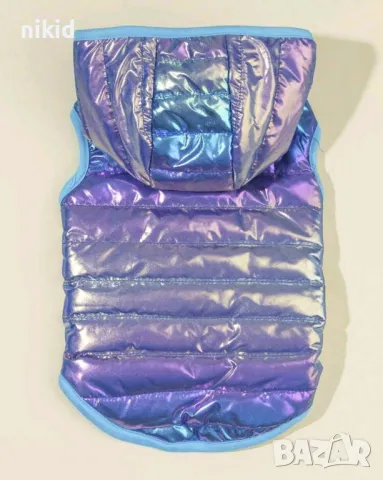 Холограмно синьо - лилаво кучешко яке за куче кучета коте котка котешка дреха, снимка 4 - За кучета - 48818622