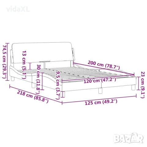vidaXL Рамка за легло с табла Dover, синя, 120x200 см, кадифе, снимка 9 - Спални и легла - 56147424