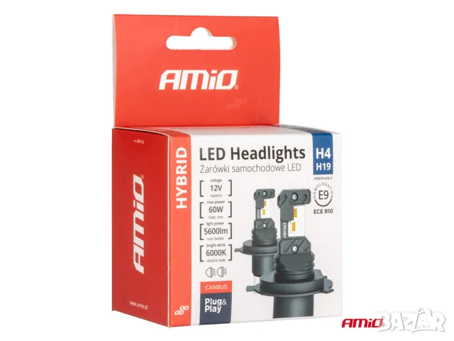 LED крушки AMiO Hybrid H4 6000K 60W 12V CANBUS, снимка 4 - Аксесоари и консумативи - 55868753